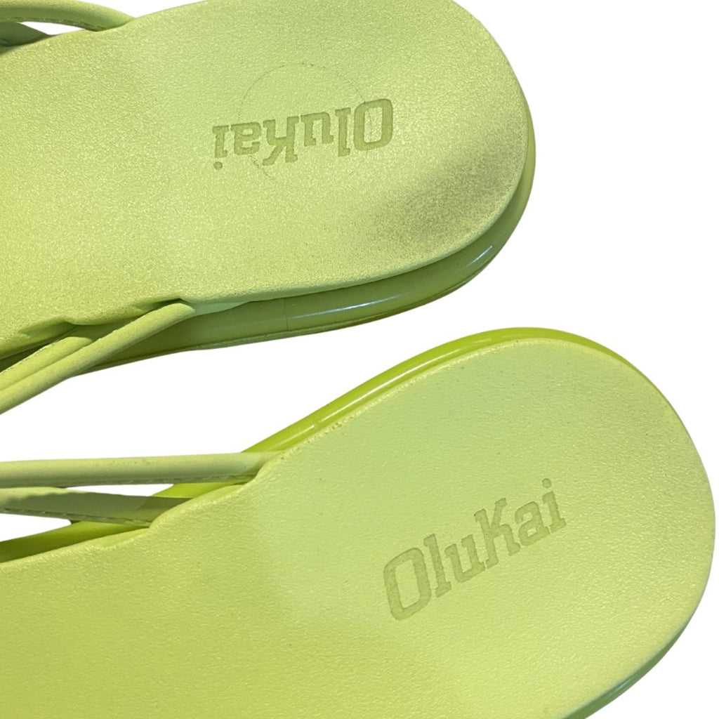 Olukai Women Aka Knotted Flip Flop Citron Green Sandal 6.5 Summer Beach Resort