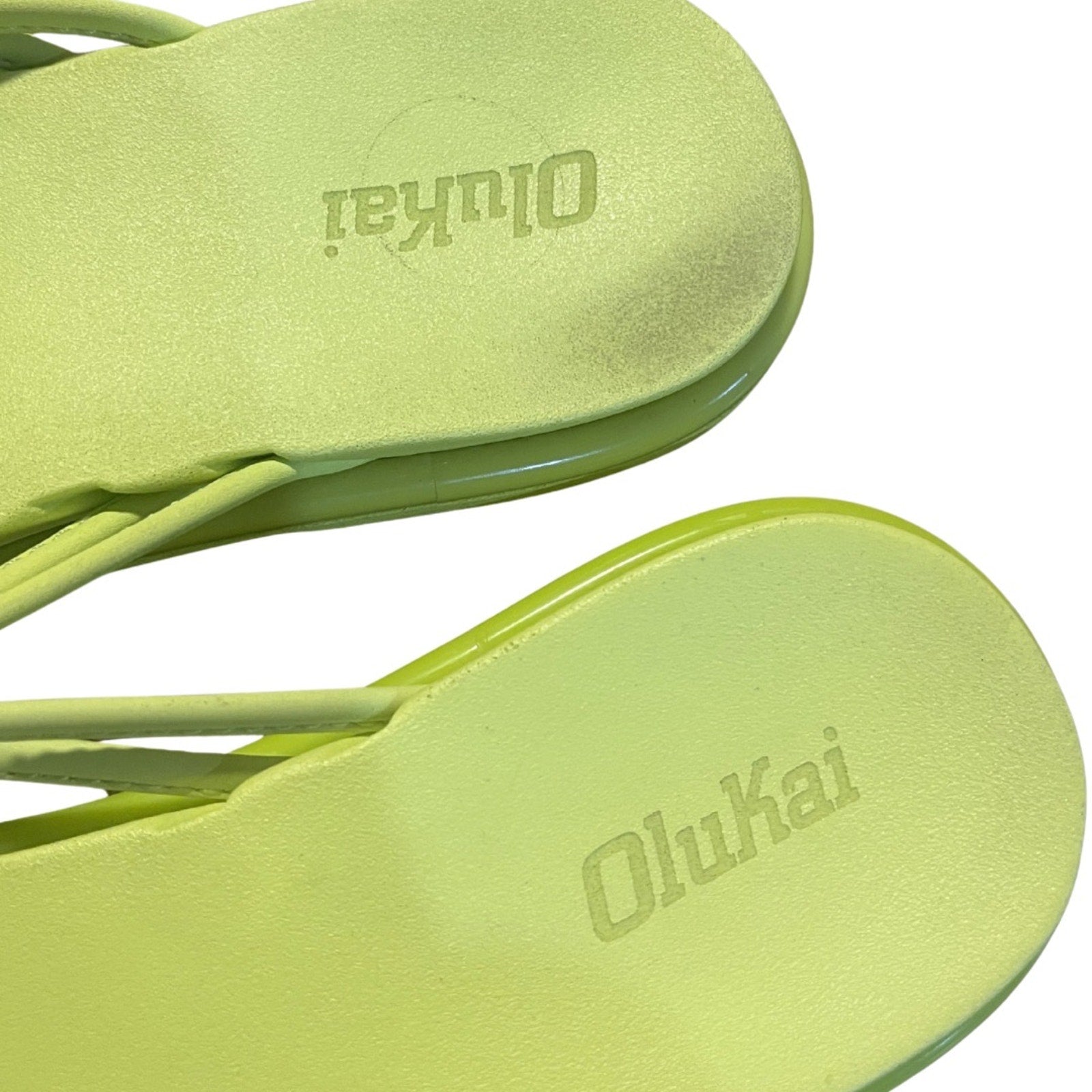 Olukai Women Aka Knotted Flip Flop Citron Green Sandal 6.5 Summer Beach Resort