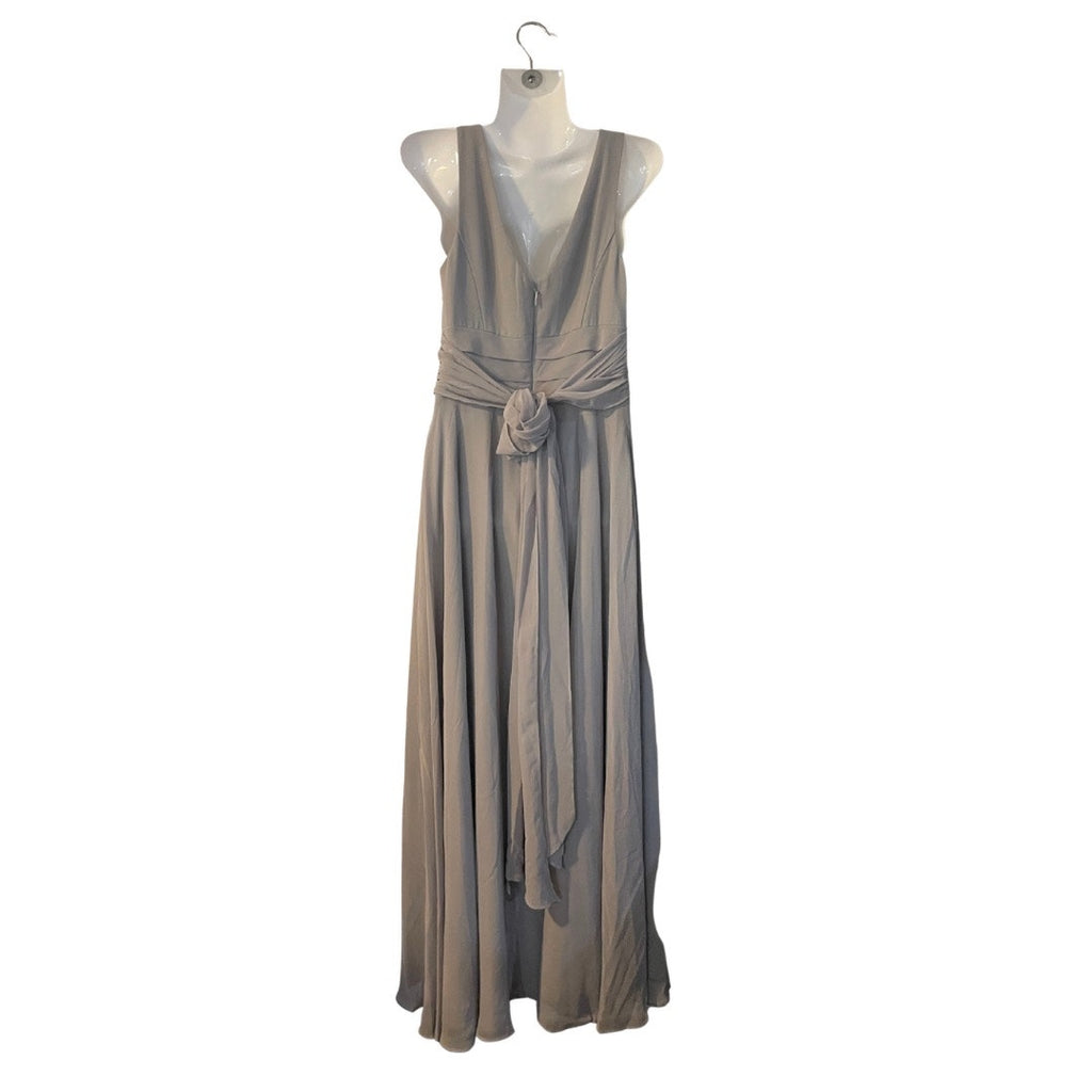 AZAZIE Chiffon Steel Gray Bridesmaid Dress SZ 4 Ruching Formal Elegant Wedding