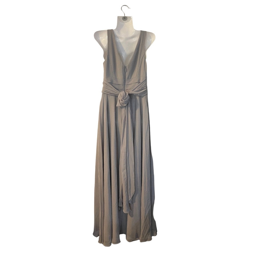 AZAZIE Chiffon Steel Gray Bridesmaid Dress SZ 4 Ruching Formal Elegant Wedding