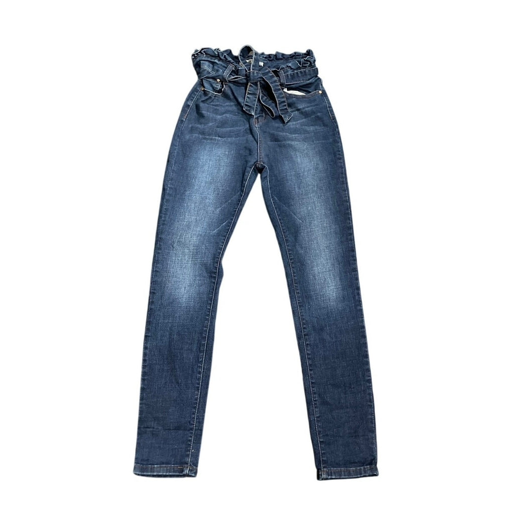 Prestige Denim Paper Bag Waist Skinny Jeans SZ L Chic Streetwear Made USA