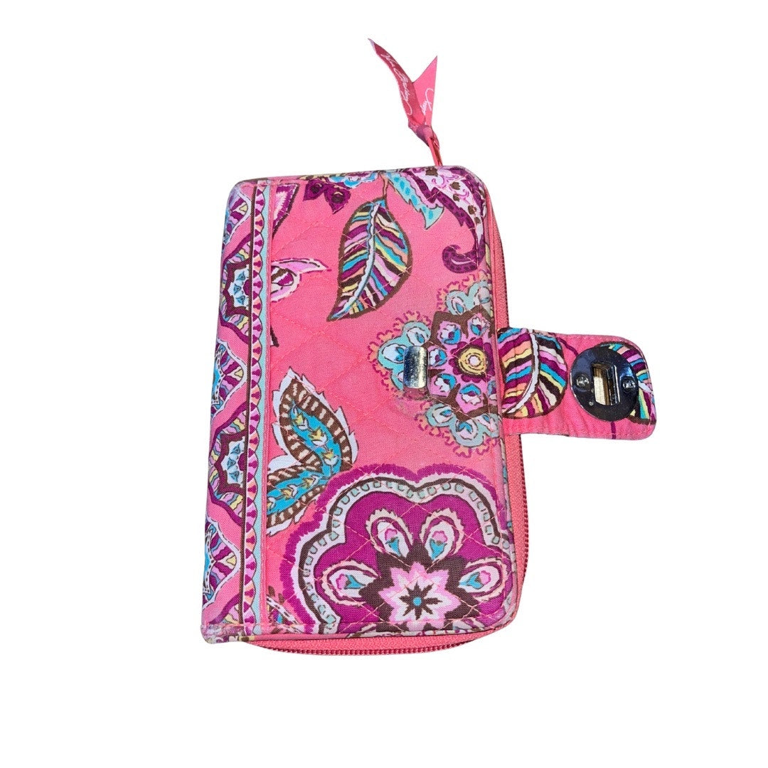 Vera Bradley 8' Zip Wallet Pink Paisley Lock Wallet Floral Vintage  compartments