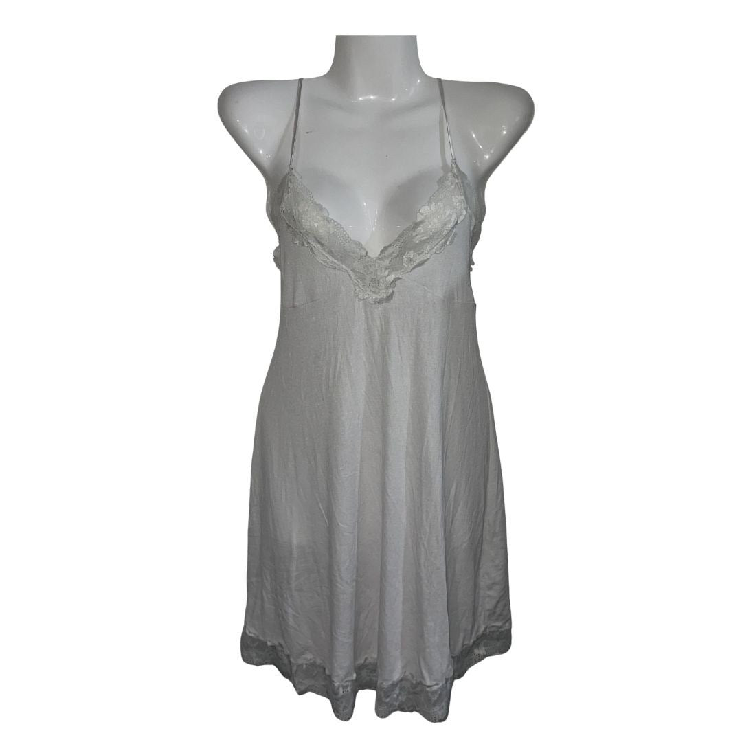 Victoria's Secret Y2K Style Lace Trim Ribbed Slip Dress Intimates Lingerie Nigh