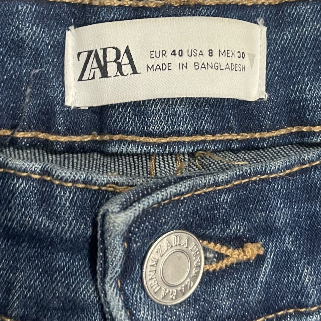 Zara Mid High Rise Slim Fit Denim Jeans Size 8 Classic Indigo Streetwear Chic
