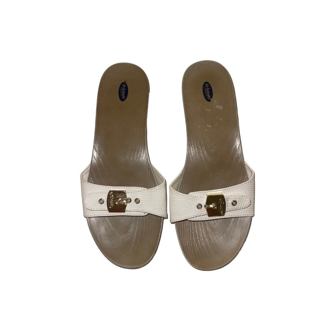 Dr. Scholl's Classic White Women's Buckle Slides Sandal Wedge Clog Size 9