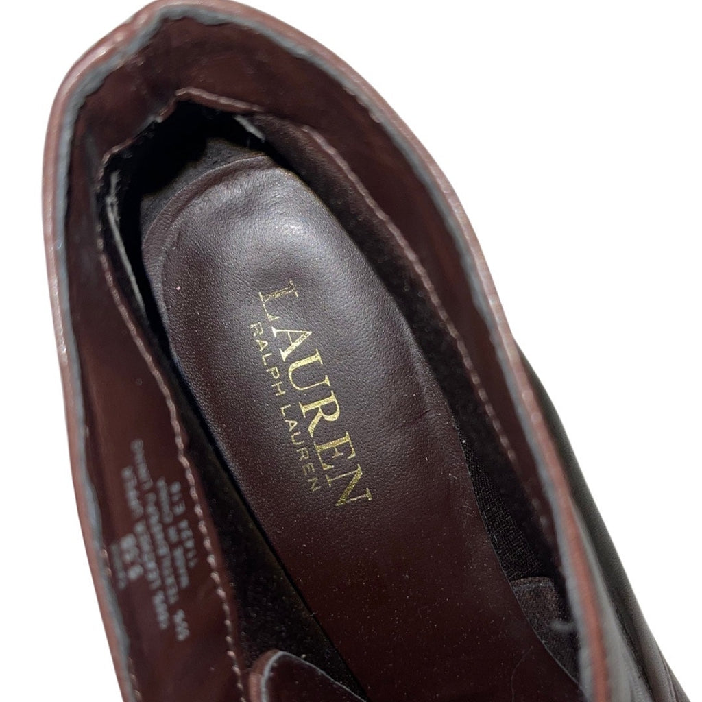 Lauren Ralph Lauren Tamia Wedge Ankle Booty Brown Leather Size 9.5