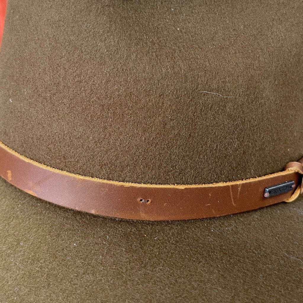 Brixton MESSER FEDORA Unisex Brown Felted Wool Faux Leather Band SZ L NWT Flaw