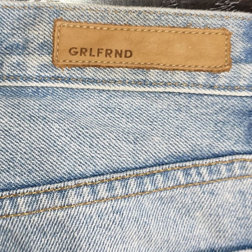 GRLFRND Helena Straight Leg Raw Hem High Rise Denim Jeans SZ 25 Streetwear Chic