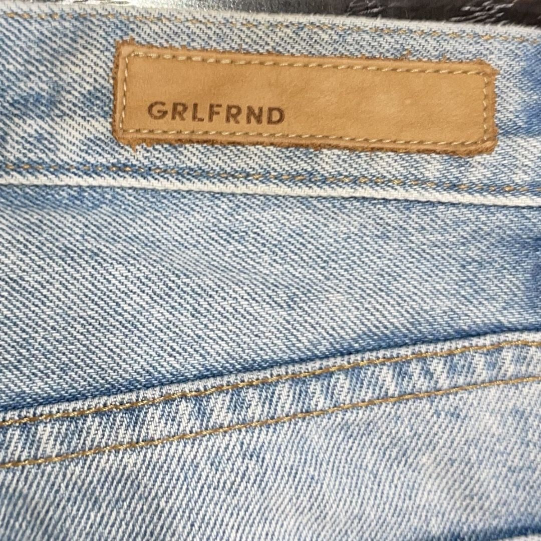 GRLFRND Helena Straight Leg Raw Hem High Rise Denim Jeans SZ 25 Streetwear Chic