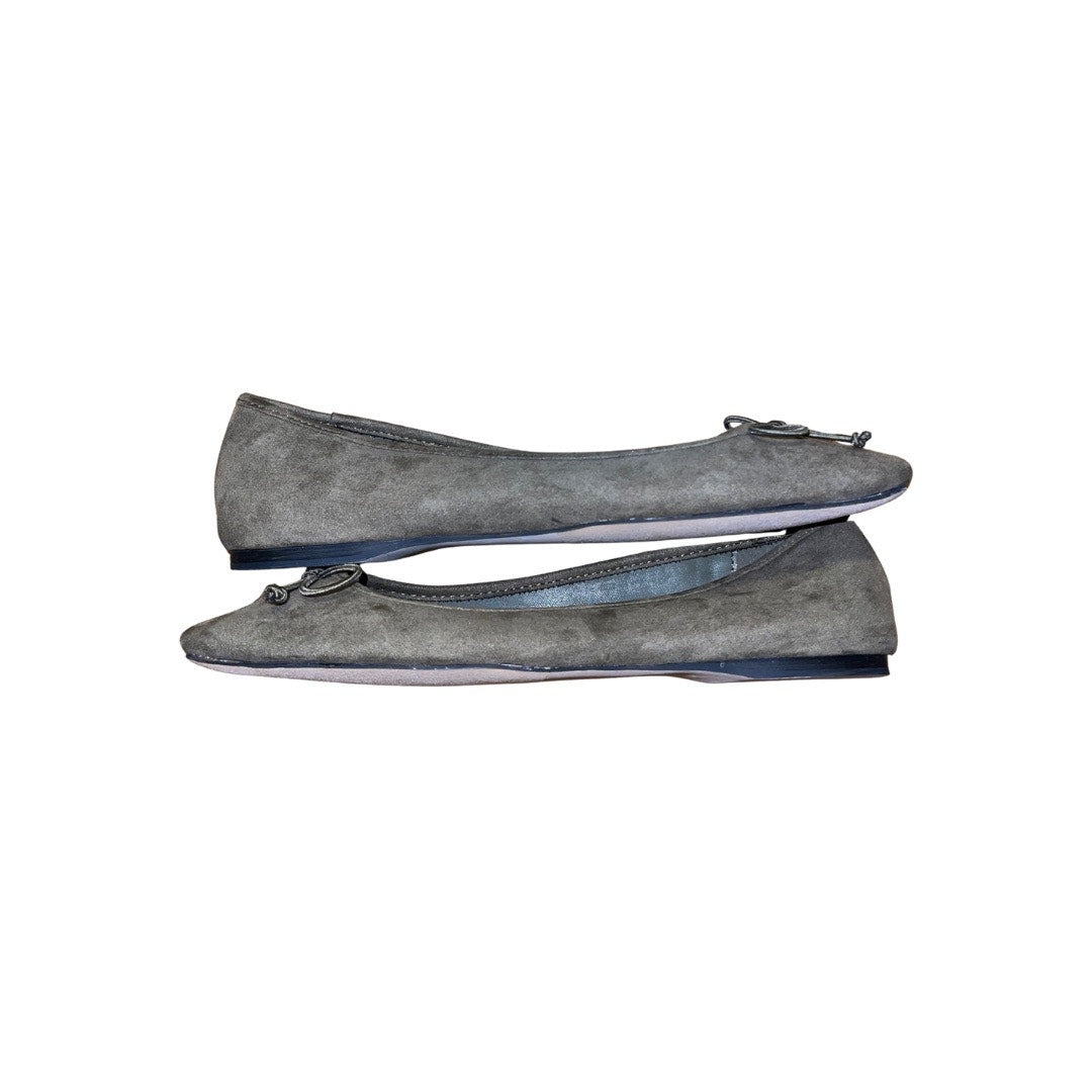 Express Suede Gray Square Toe Ballet Flats Slip On Bow Detail Size Size 8.5 NWOT
