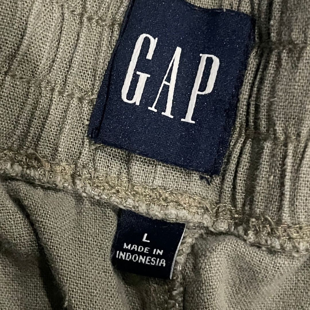 Gap Linen Blend Easy Shorts Pockets Elastic Waist Drawstring Size Large Casual