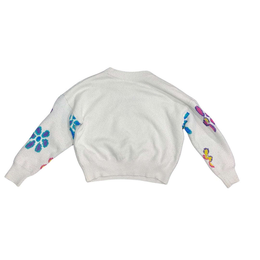 Women's Vintage Crewneck Pullover Flower Floral Sweater Multicolor