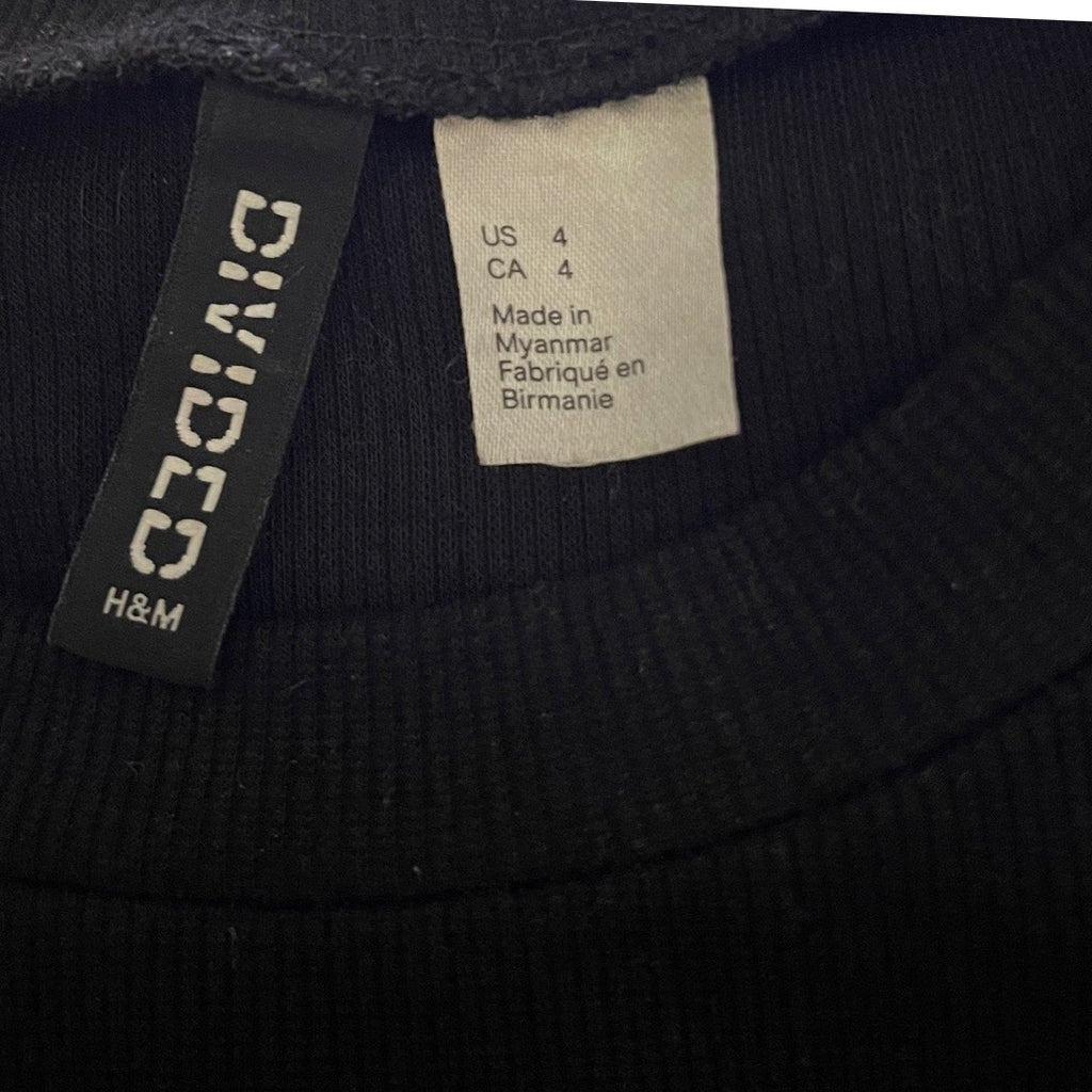 Divided by H&M Black Ribbed T-shirt Dress knit dress Size 4