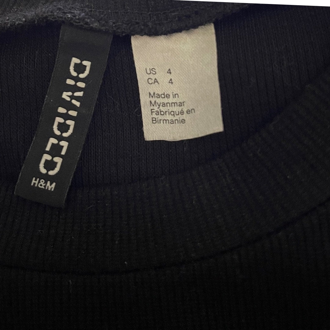Divided by H&M Black Ribbed T-shirt Dress knit dress Size 4