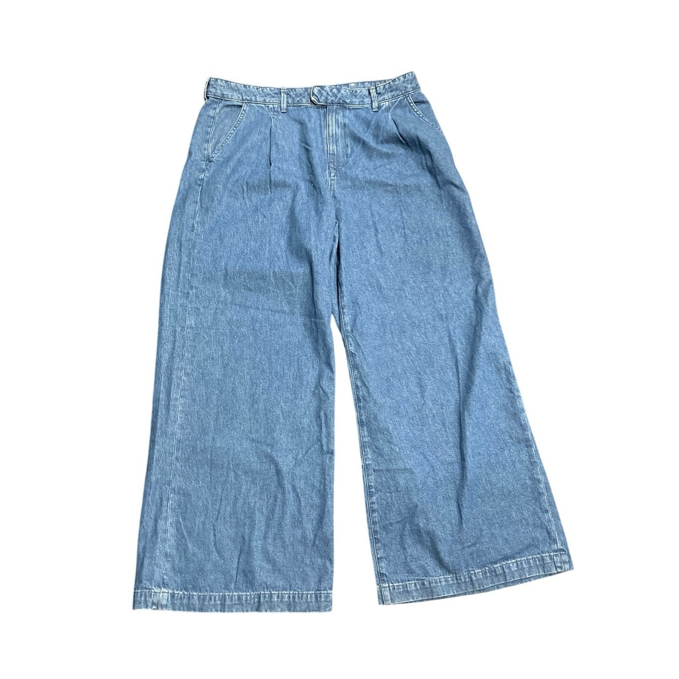 Zara High Waist Wide Leg Denim Jeans Pants Size 12 Pockets Streetwear Chic NWT