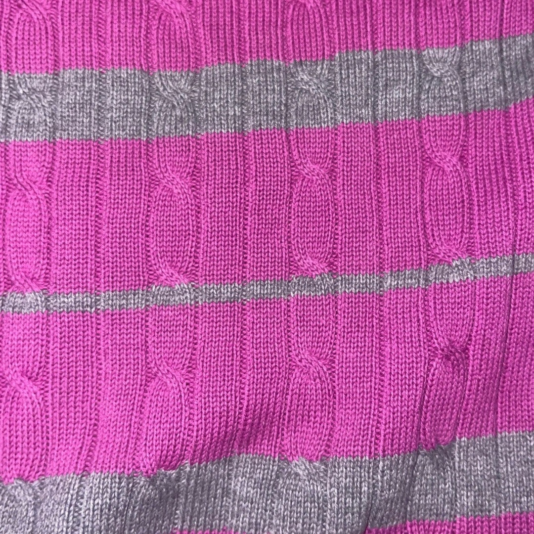 Tommy Hilfiger sweater Women size larger pink gray strip ribbed fitton cotton