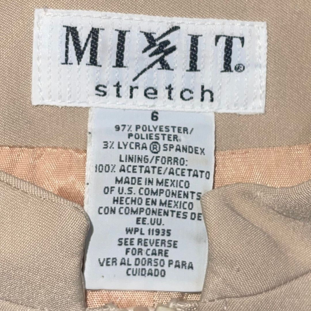 MIXIT Stretch Zip up Jacket Blazer Khaki SZ 6 Career Office Business Casual Y2K