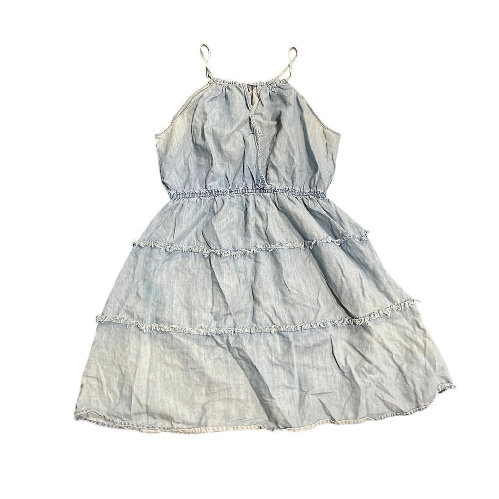 Spence Tiered Chambray Denim Ruffle Sleeveless SunDress SZ 16 Western Cowgirl