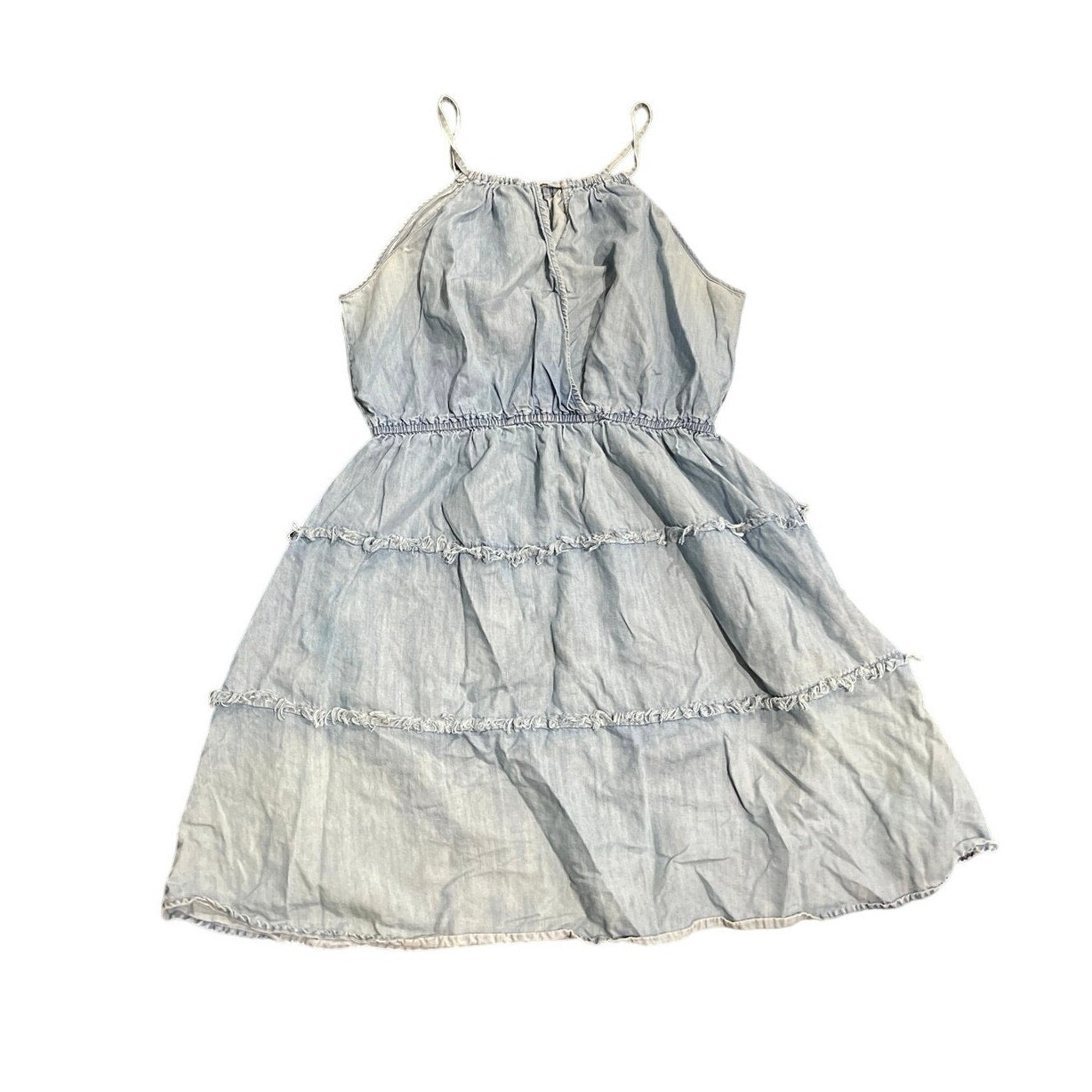 Spence Tiered Chambray Denim Ruffle Sleeveless SunDress SZ 16 Western Cowgirl