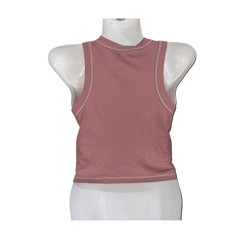 Madewell Supima Cotton Ribbed Cropped Pink Tank Top Size XXS Y2K Girly Flirty