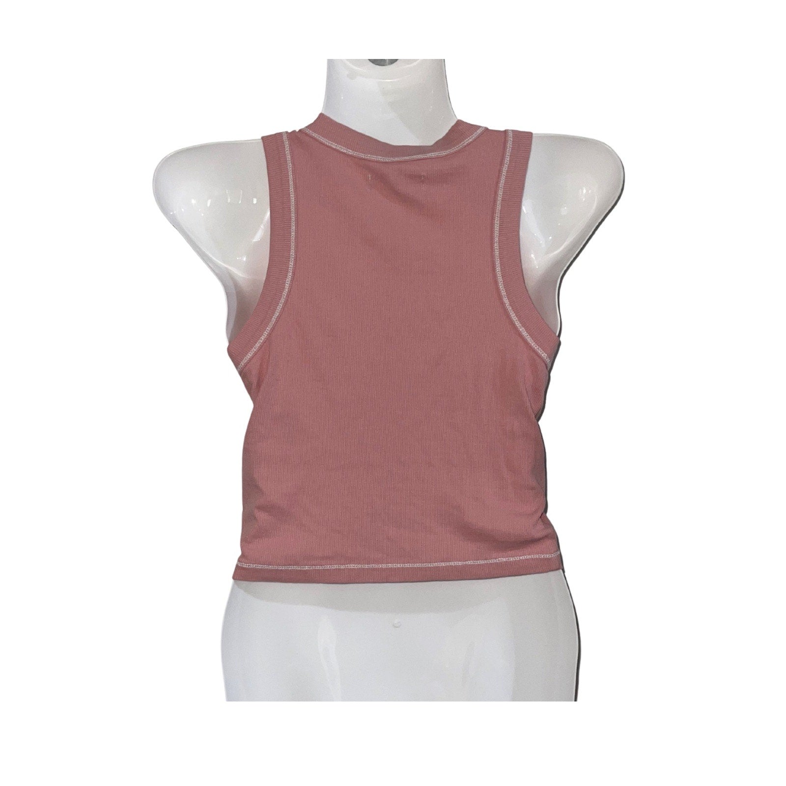 Madewell Supima Cotton Ribbed Cropped Pink Tank Top Size XXS Y2K Girly Flirty
