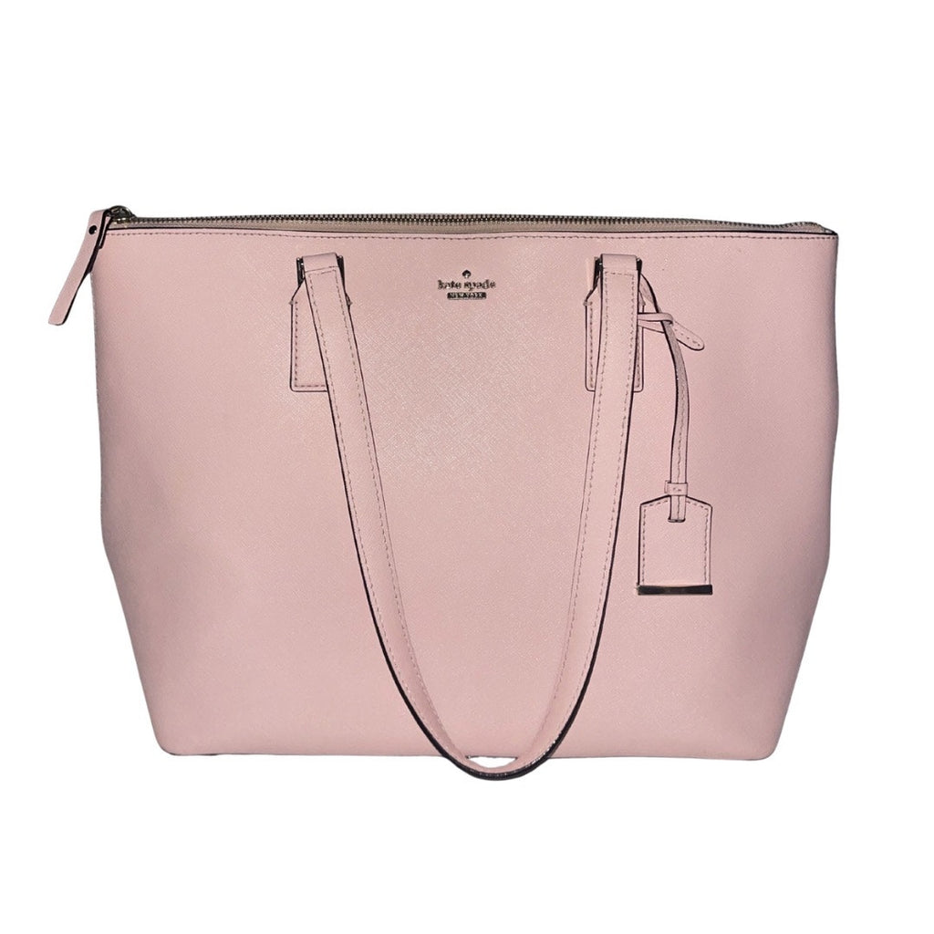 Kate Spade New York Schuyler Leather Tote Handbag Chalk Pink Zip Closure Charm
