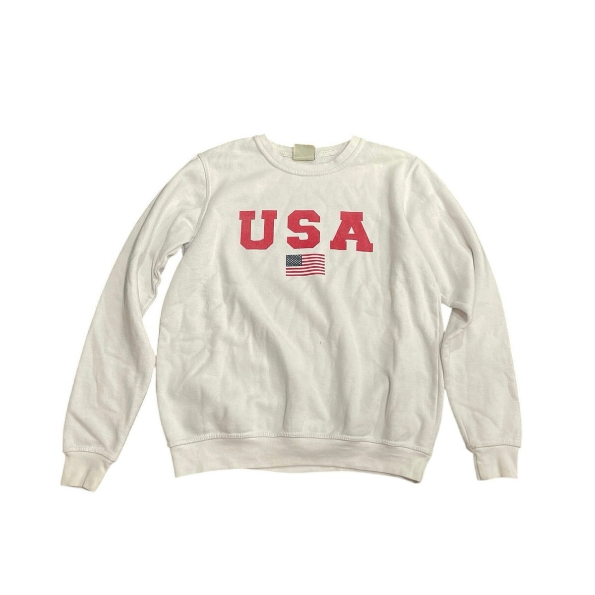 Pacific & Co. USA Flag Crewneck Sweatshirt SZ S Relaxed Fit Casual Streetwear