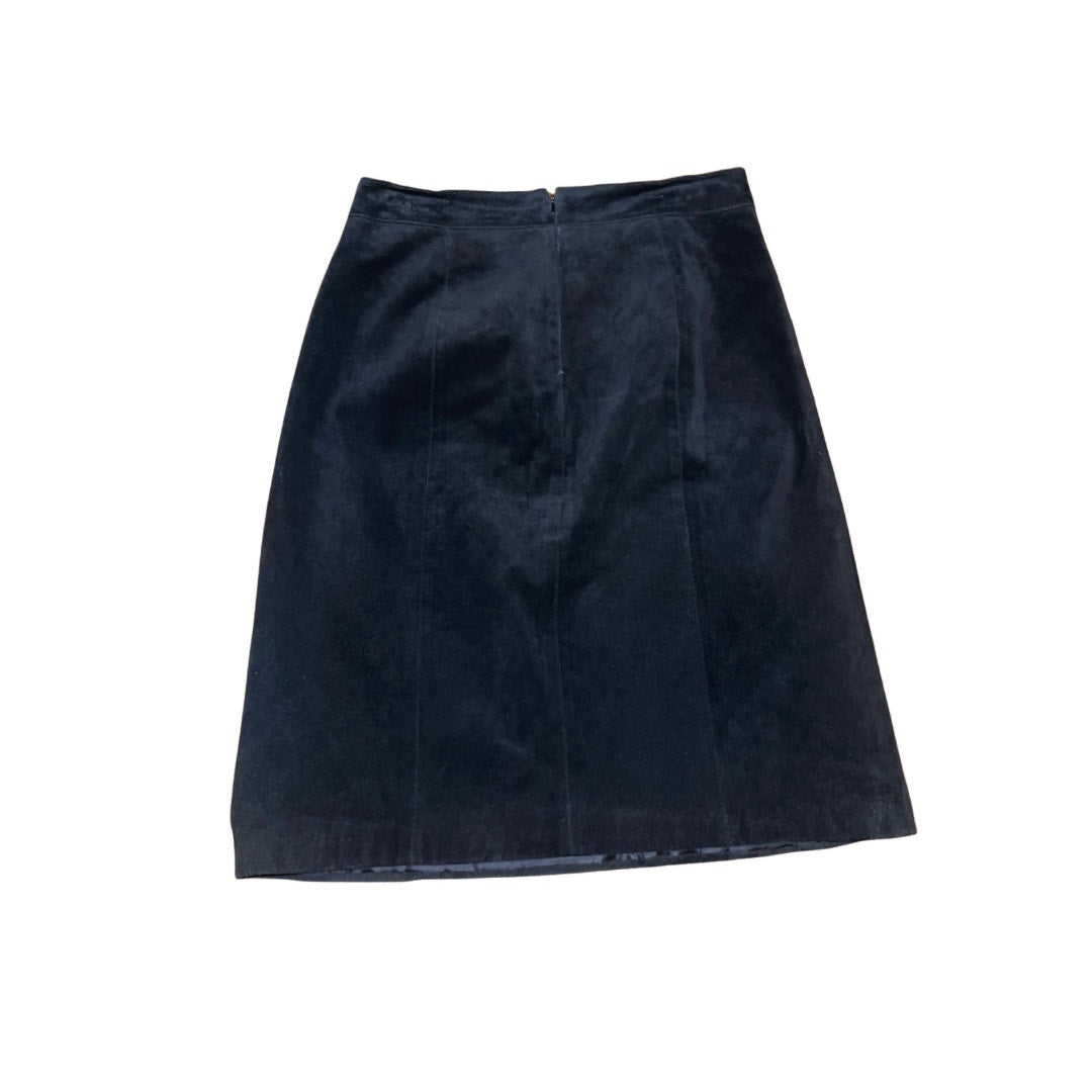 Live a Little Black Suede Leather A-Line Skirt Size 8 High Waisted Elegant Chic