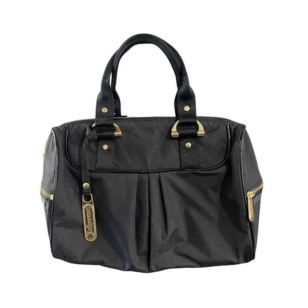 LeSportsac Signature Small Satchel Nylon Handbag Black Top Handle Casual Chic