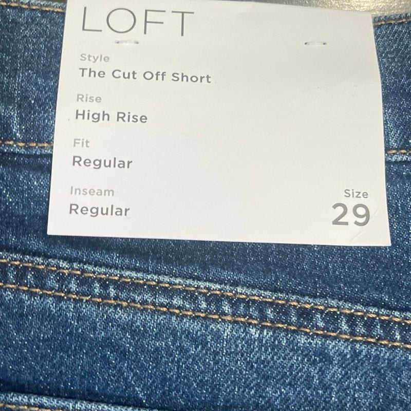 Loft the Cut off Denim Jean High Rise Short 29 Regular Fit NWT Casual Streetwear