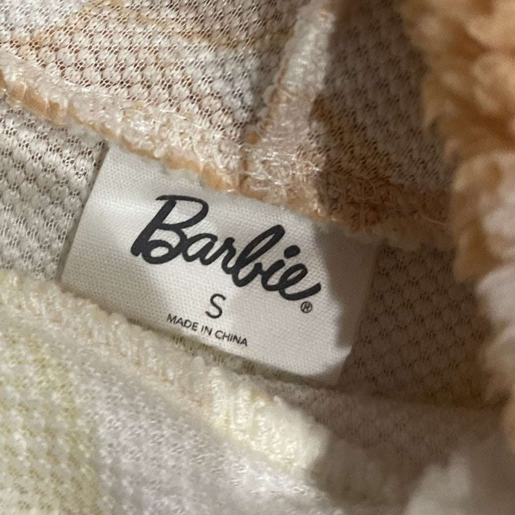 Barbie Movie Fuzzy Fleece Sherpa Flower Daisy Pullover Hoodie Sweatshirt Small