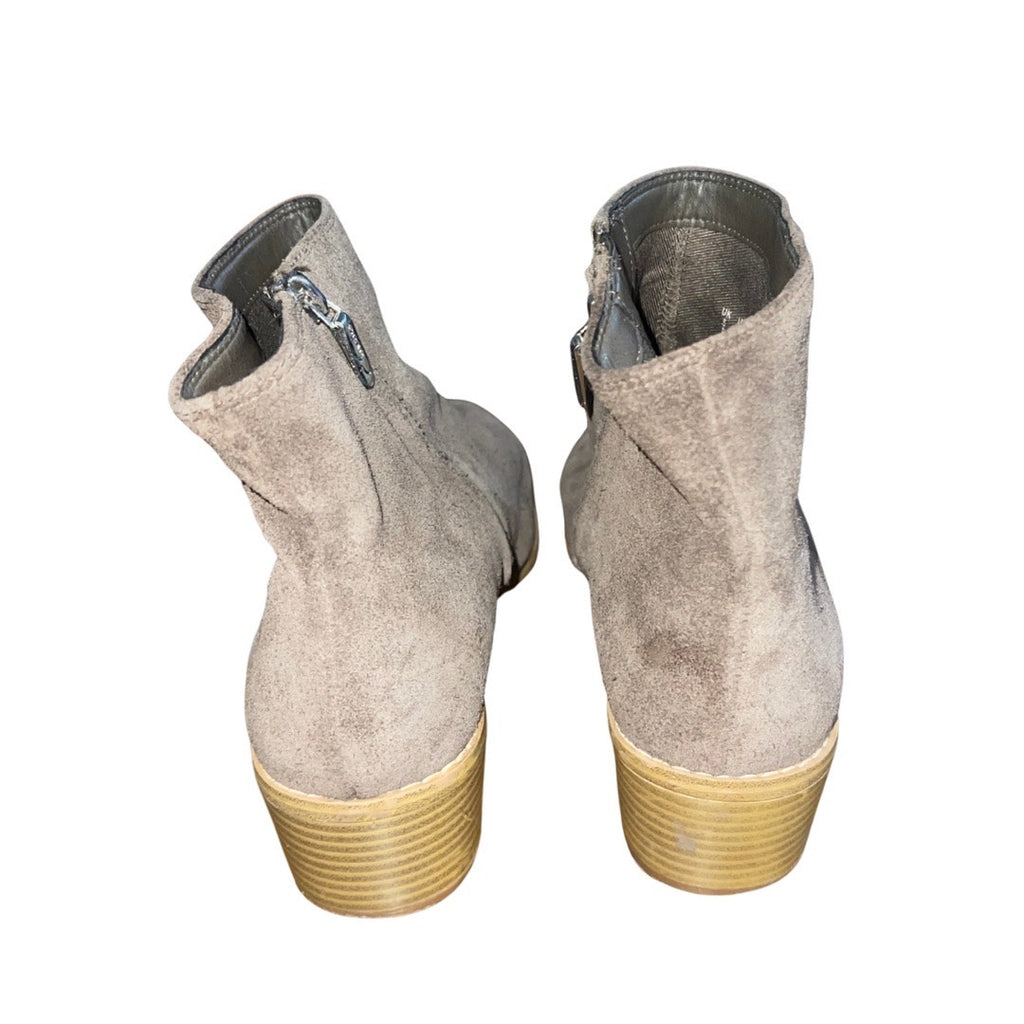 Clarks Womens Gray Suede Zip up Bootie Block Heel Size 7.5 Fall Casual western