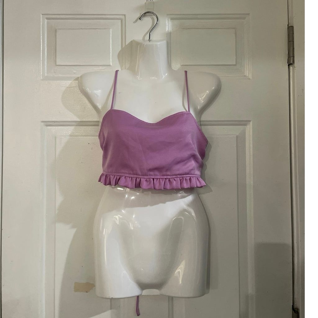 Cotton On Purple Spaghetti Strap Back Cropped Top SZ S Camisole Trendy Girlie
