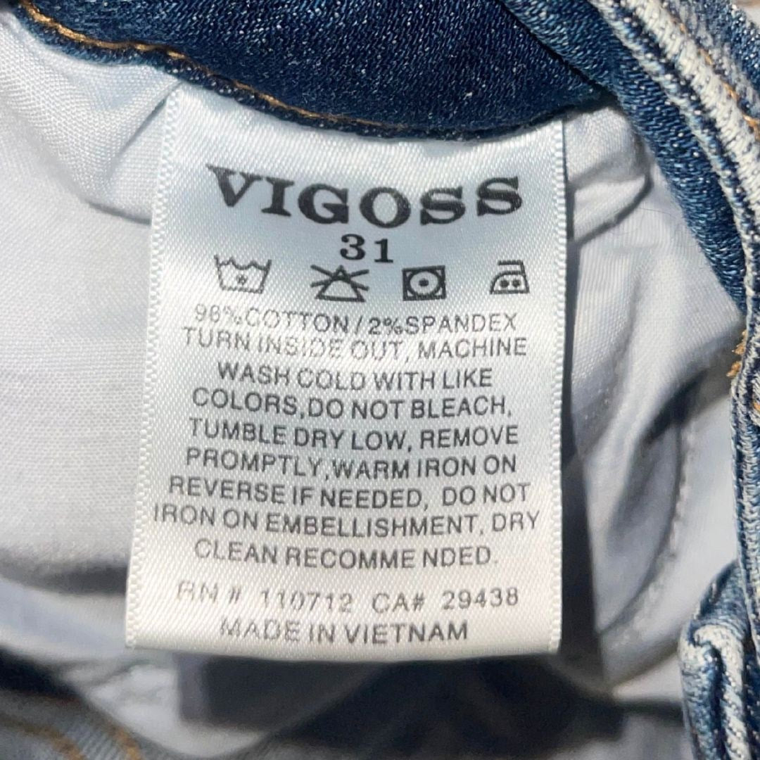 Vigoss Ace High Rise Skinny Jeans Size 31 Medium Wash Distress Denim