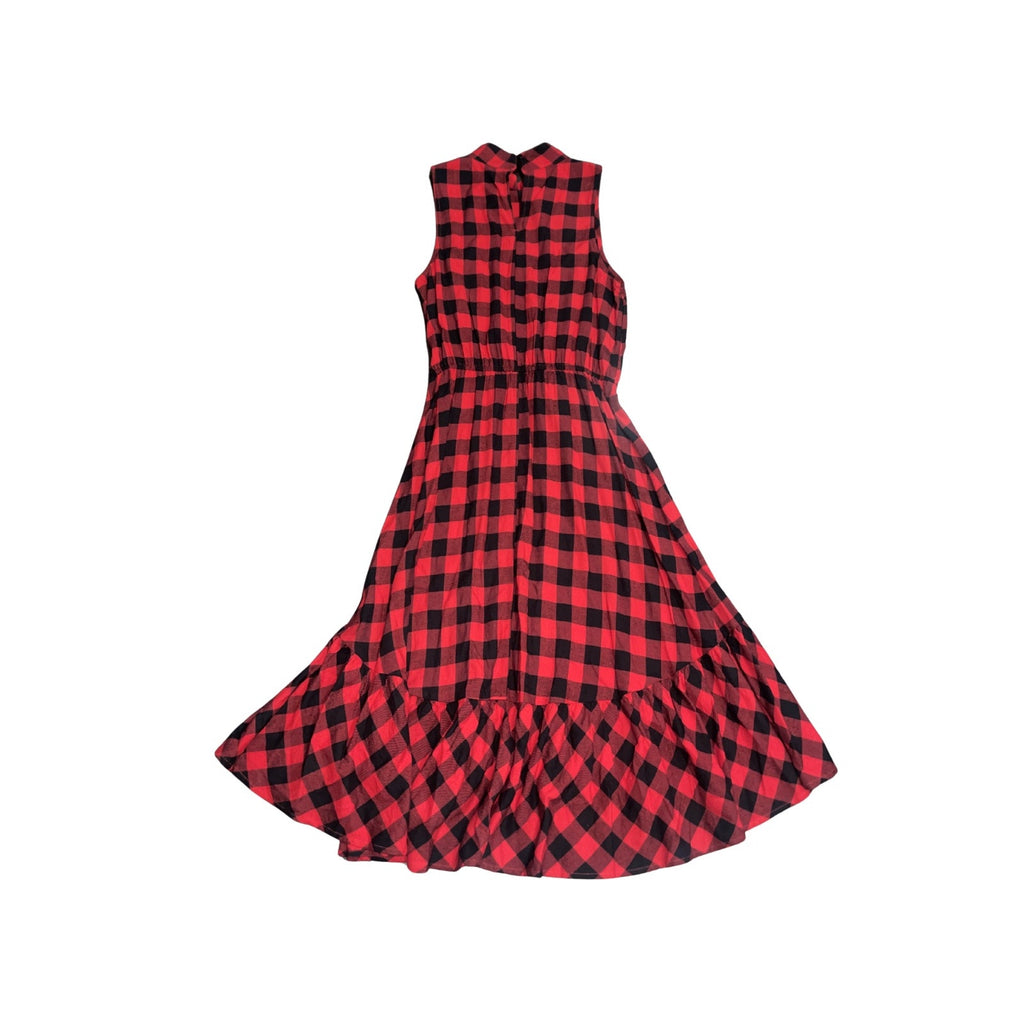 BP Nordstrom Sleeveless Buffalo Plaid Ruffled Midi Mock Neck Dress SZ S Flirty