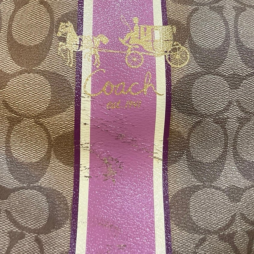 Vintage Coach Signature Coated Heritage Striped Tote Bag Berry #12358 Y2K