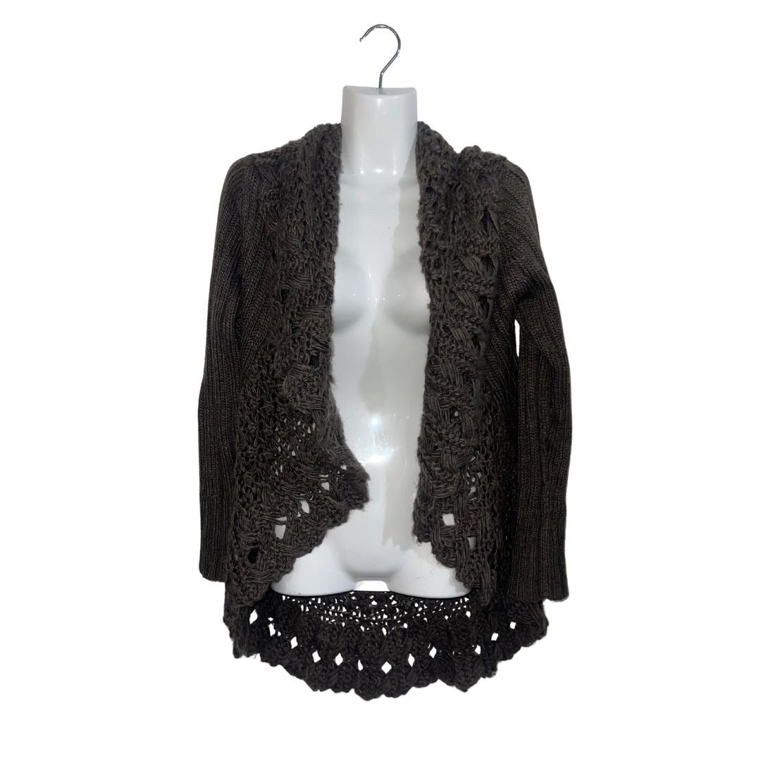 Sioni Wool Blend Open Front Knit Cardigan SZ Small Boho Peasant Indie Lagenlook