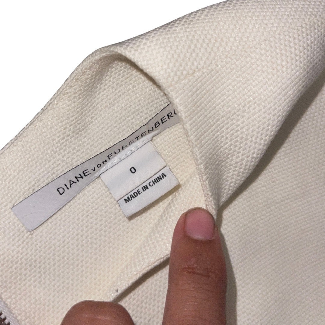 Diane Von Furstenberg Delian Dress Linen Blend Sleeveless V-Neck Size 0 Career