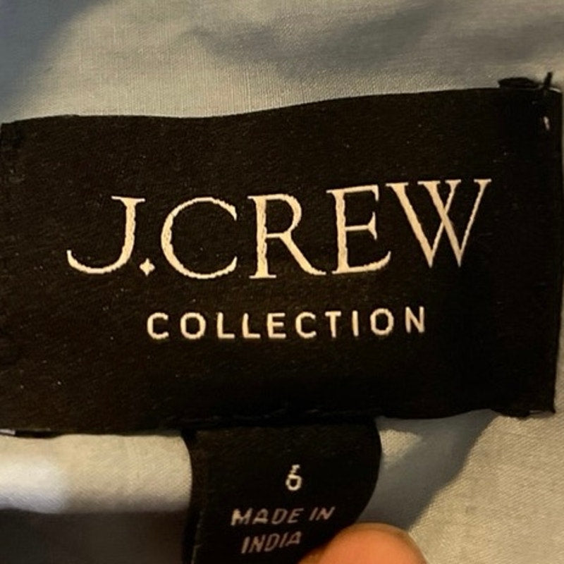 J. Crew Collection Button Down Crystal Teardrop Short Sleeve Shirt SZ 6 Festive