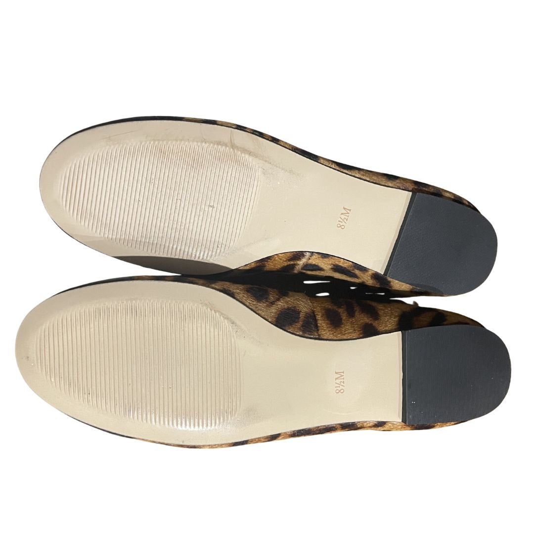 Talbots Blair Leopard Cap Toe Ballet Flats Shoes 100% Calf Hair 8.5 NWB