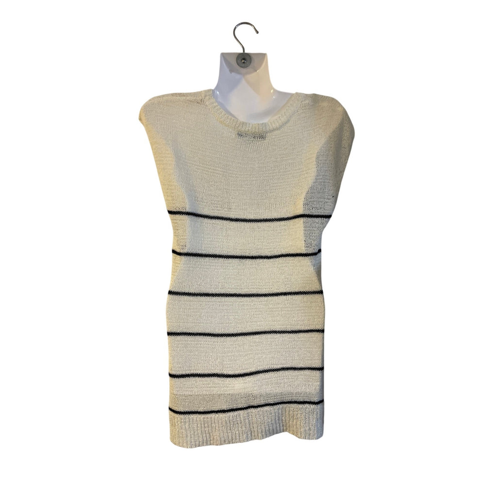 Forever 21 Striped Open Knit Sleeveless Sweater Vest SZ S Lightweight Academia