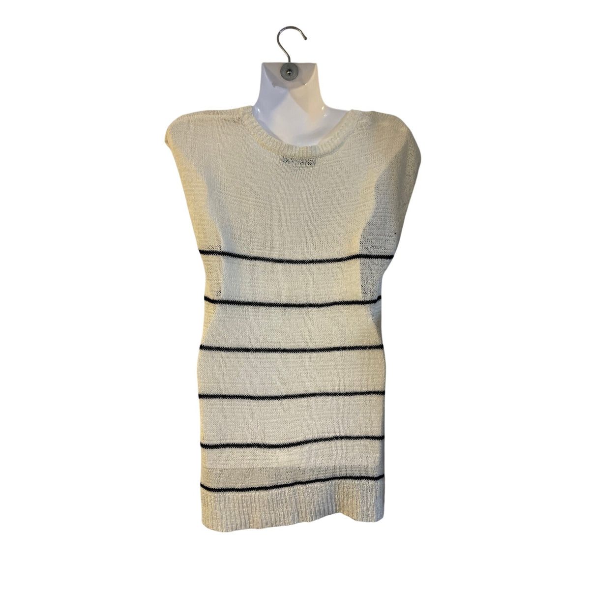 Forever 21 Striped Open Knit Sleeveless Sweater Vest SZ S Lightweight Academia