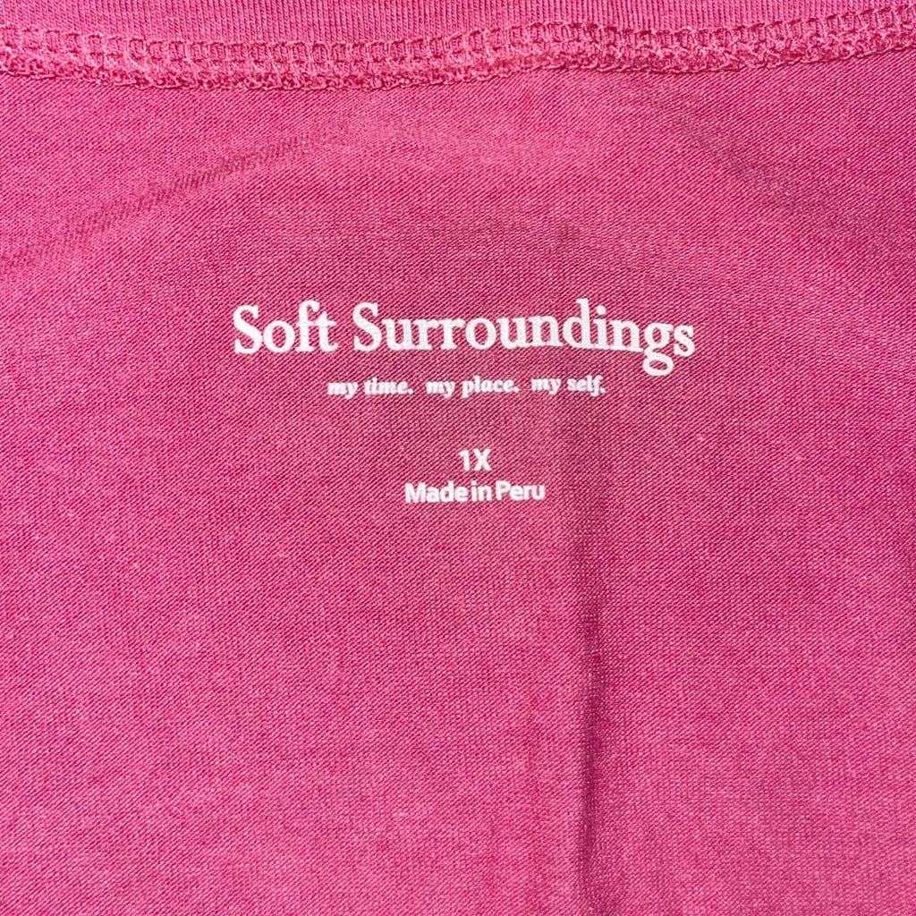 Soft Surroundings Alyssa Knit Top Faux Wrap Blouse Plus Size 1X 3/4 Sleeve V-neck