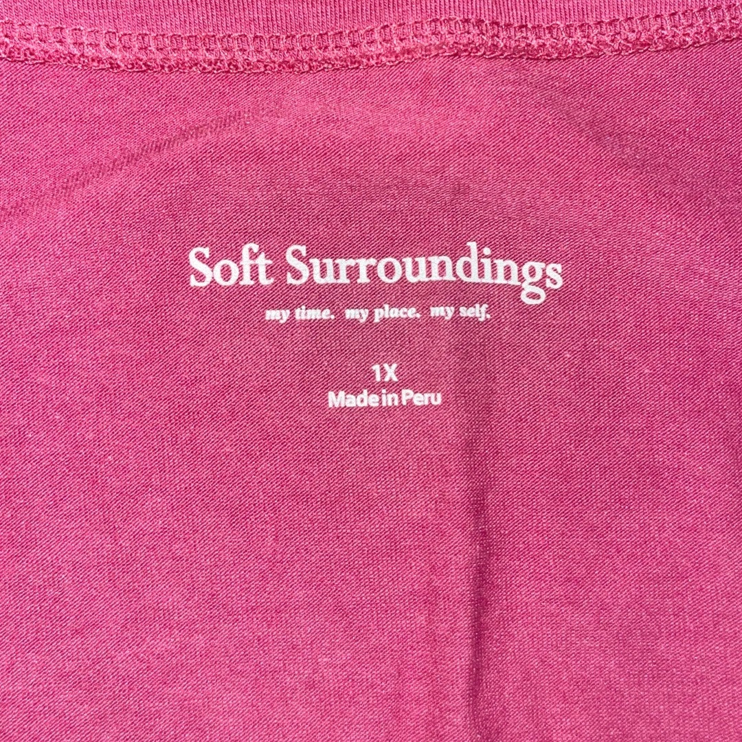 Soft Surroundings Alyssa Knit Top Faux Wrap Blouse Plus Size 1X 3/4 Sleeve V-neck