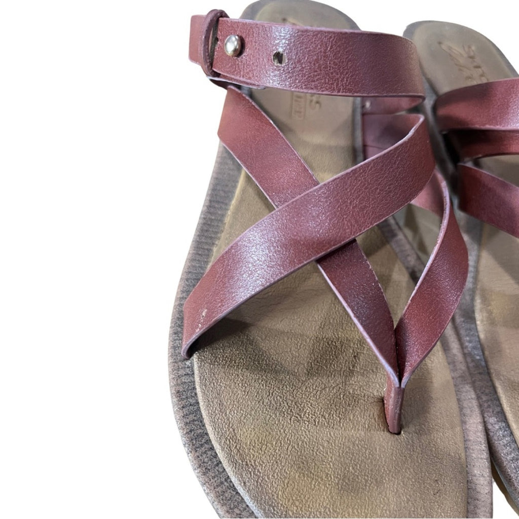 Skechers Cali Thong Brown Leather Women Strappy sandals Skch Luxe Foam