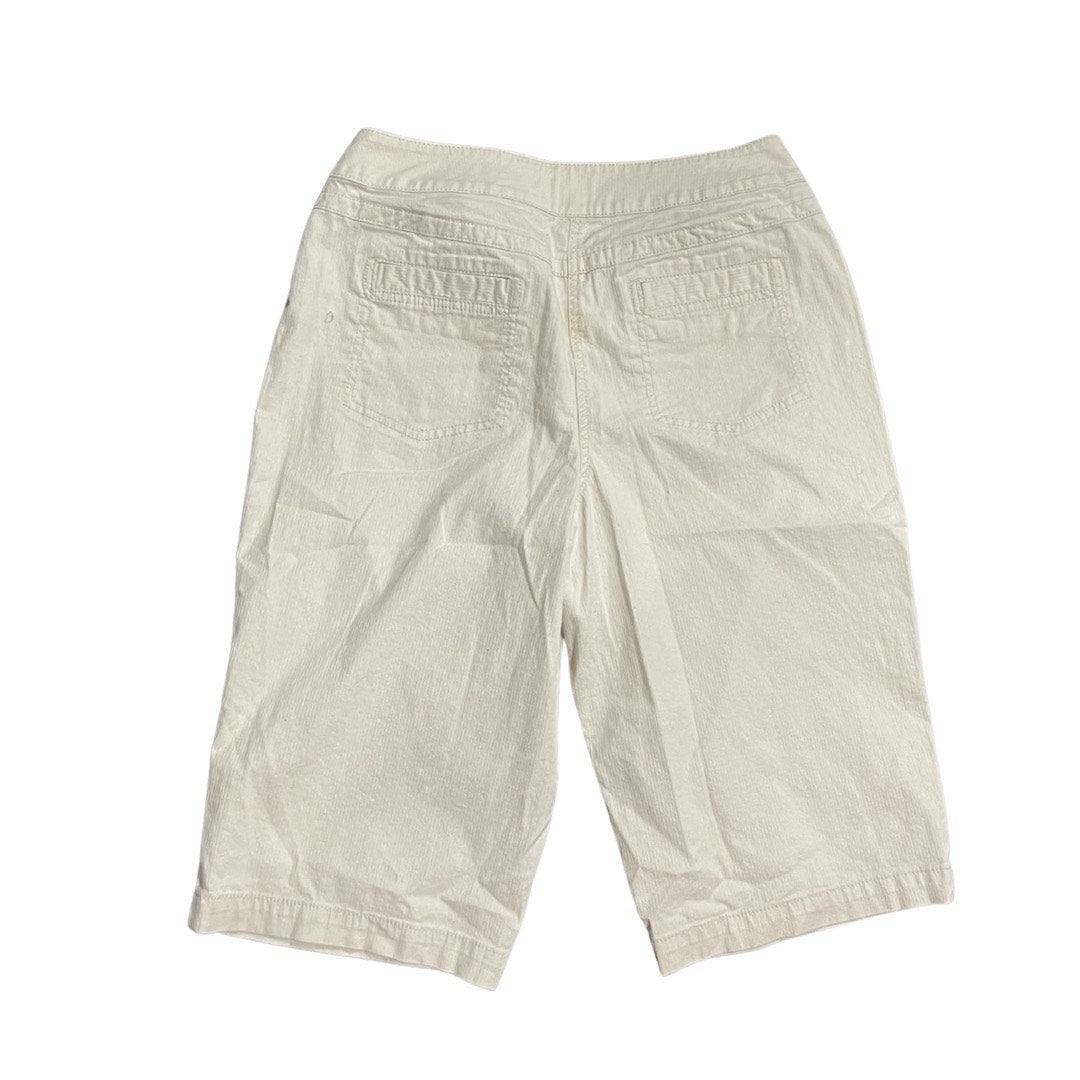 Chico's Womens Long Ripstop Slim Bermuda Shorts Size 1.5 Flat Front Pockets