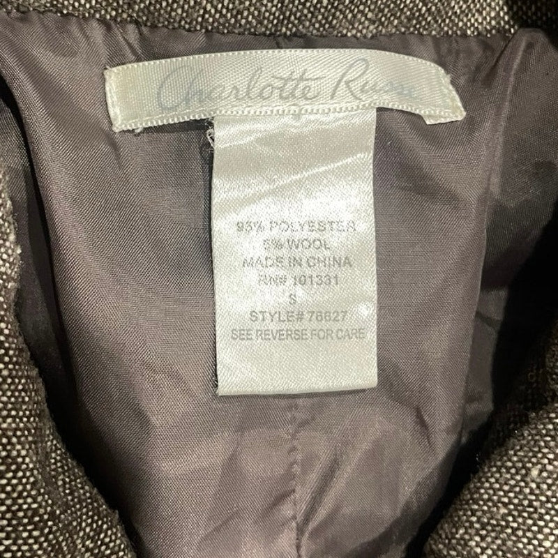 Charlotte Russe Brown Tweed Style Zip up Jacket Size Small Bomber Flight