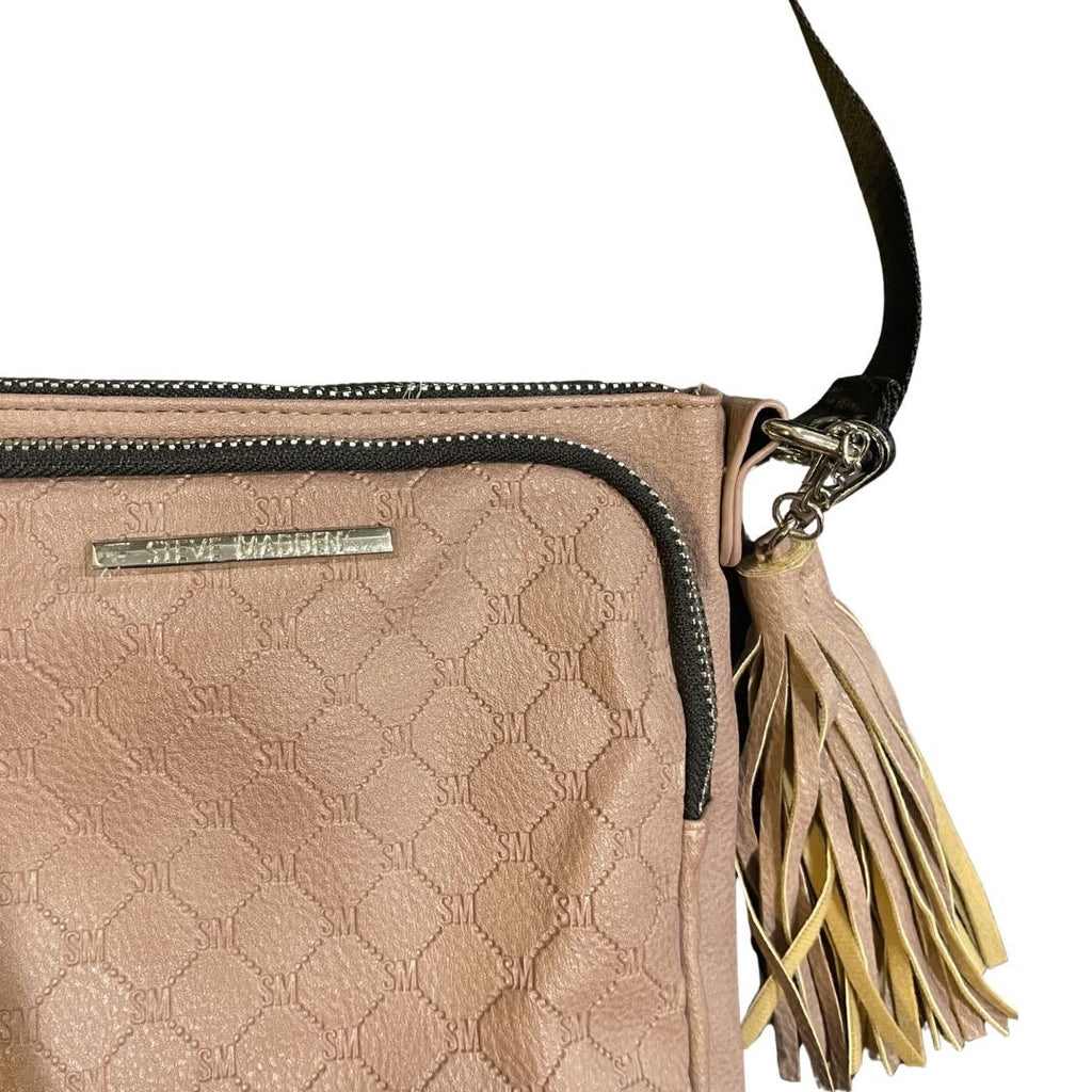 Steve Madden Faux Leather Mauve Crossbody Bag Fringe Tassel Charm Y2K NWOT
