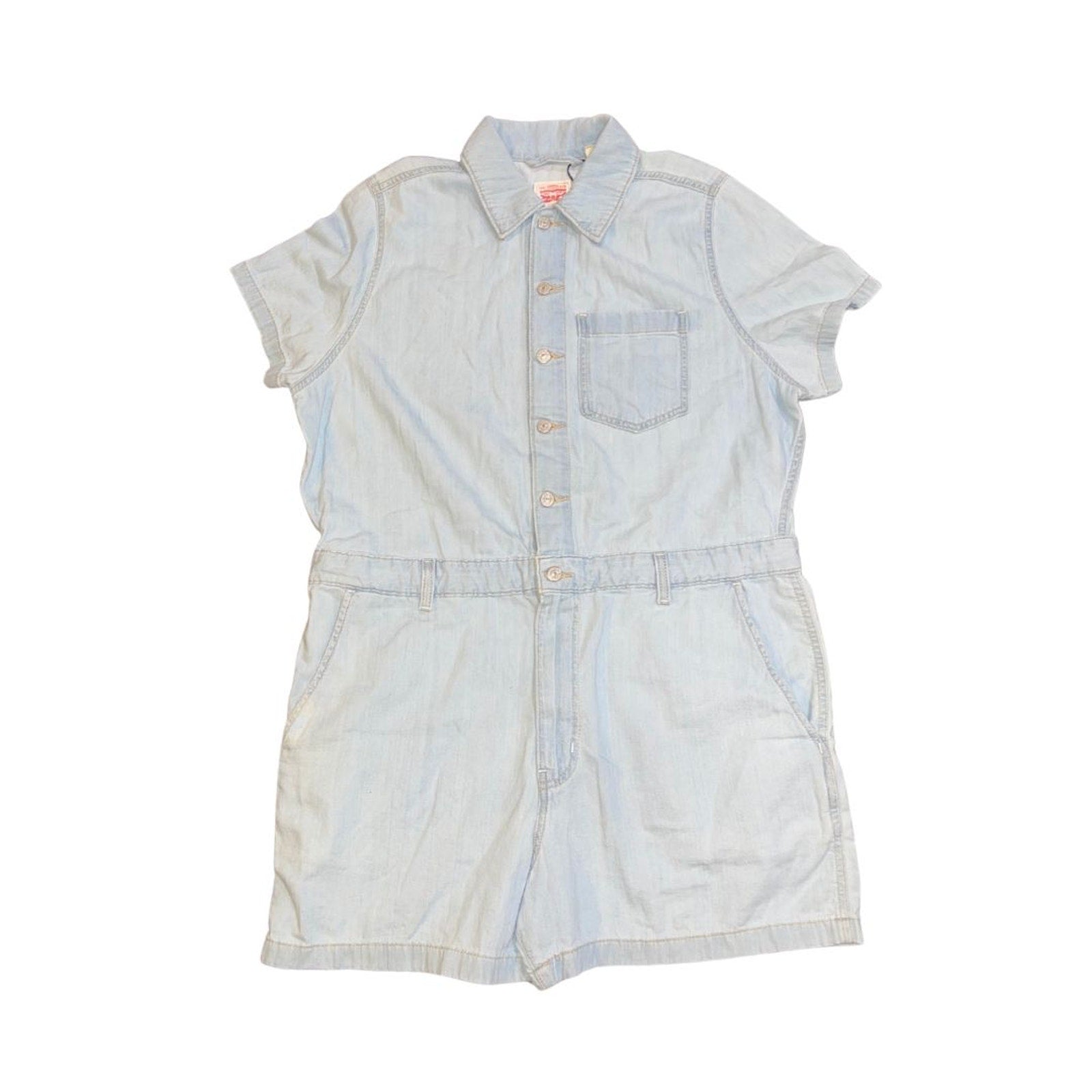 Levi's Heritage Short Sleeve Button up Romper XL Belt loops Jumper One Piece NWT