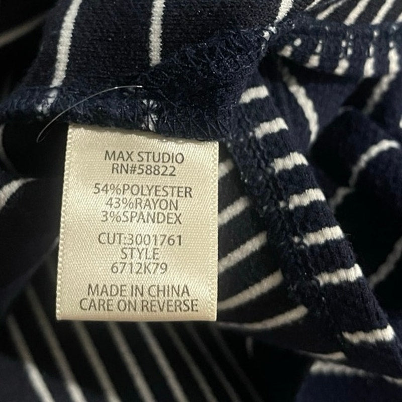 Max Studio Striped Pique Bell Sleeve Top Size Medium Career Office Dressy Casual